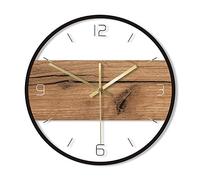 XJBTBA Old Pattern Texture Acrylic Rustic Wood Cabin Country Home Decor Silent Movement Printed Clock Wall Watch