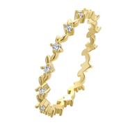 XJBTBA Olive Branch Zircon Stackable Ring, Bay Leaf Design, Women's Dainty Delicate Ring, Daily Wear Jewelry