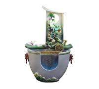 XJBTBA Outdoor Fountain New Chinese Water Fountain with Feng Shui Wheel and Fish Pond, Decorative, Circulating Landscape Ornaments, Suitable for Living Room, Office, Courtyard(Green)