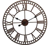 XJBTBA Outdoor Garden Wall Clock Large Weatherproof with Roman Numerals Diameter 60.3cm x H 4cm (Bronze),Brown