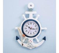 XJBTBA Outdoor Garden Wall Clock, Wood Mediterranean Nautical Beach Beach