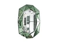 XJBTBA Oval Diamond Wall Clock with Silver Glass Mirror Beveled Frame and Dining 40x28 Inch Suitable for Kitchen, Living Room or Office(Green)