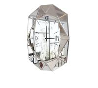 XJBTBA Oval Diamond Wall Clock with Silver Glass Mirror Beveled Frame and Dining 40x28 Inch Suitable for Kitchen, Living Room or Office(Silver)
