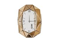 XJBTBA Oval Diamond Wall Clock with Silver Glass Mirror Beveled Frame and Dining 40x28 Inch Suitable for Kitchen, Living Room or Office(Brown)