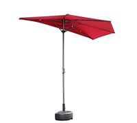 XJBTBA Parasols Balcony Patio Wall Half Semi Round Umbrella With Crank Handle, Sun Shade For Small Terrace Garden UV-Protection, 2.7m(9ft) (Color : Dark Green)
