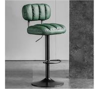 XJBTBA Pu Leather Bar Stool Adjustable Swivel bar-stool with Back and Arms Thickened Sponge Filling Airlift Counter(Green)