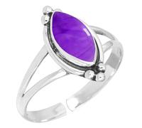 XJBTBA Purple Amethyst Silver Adjustable Ring, 925 Sterling Silver Ring for Women, Genuine Marquise Stone Boho Jewellery