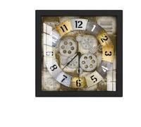 XJBTBA Real Moving Gears Vintage Wall with Glass Cover Digital Decorative Clock, Farmhouse, Home Decor Suitable for Kitchen, Living Room or Office