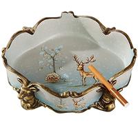 XJBTBA Resin Ashtry with Deer Head Ornament, Portable Decorative Cigarette Ashtray for Indoor or Outdoor Use