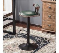 XJBTBA Retro Adjustable Kitchen Stools with Backs Dining Chair Pu Leather Bar Stool Footrest 60 80cm Height and Swivel(Green)