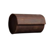 XJBTBA Retro Crazy Horse Leather Two Storage Round Magnetic Buckle Couple Watch Box (Brown)