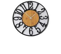 XJBTBA Retro Round Wall Clock, Battery Powered, No Ticking And Silent, Bedroom Office Decoration Suitable for kitchen, living room or office(Light Brown Arabic Numbers,20inch)