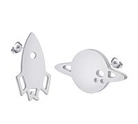 XJBTBA Rocket and Planet Earring Stainless Steel Space Stud Earrings for Women Men Devil Horn Dainty Geometric Rocket Jewelry Gift