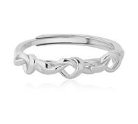 XJBTBA Rose Gold Heart Ring for Women - Adjustable 925 Sterling Silver Stacking Ring, Love Gift for Birthday Anniversary, Romantic Jewelry UK, Silver