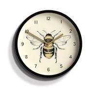 XJBTBA Round Bee Battery Powered Wall Clock Home, Office Decoration (Black/White) Suitable for Kitchen, Living Room or Office(Black)