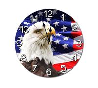XJBTBA Round Bohemian Decorative Wall Clock, Battery Operated, Silent and Non-Tick, Home, Office, School, 9.8 Suitable for Kitchen, Living Room or Office(American Eagle,10 Inch)