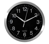 XJBTBA Round Quartz No Tick Battery Powered Silent Sweep Wall Clock, Aluminum Silver Frame, Perfect Home Office Suitable for kitchen, living room or office(Aluminum Black Face,10")