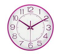 XJBTBA Round Wall Clock, Battery Powered, Silent and Non-Ticking, Office, Bedroom Decoration, 8" Suitable for Kitchen, Living Room or Office(Purple)