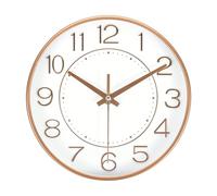 XJBTBA Round Wall Clock, Battery Powered, Silent and Non-Ticking, Office, Bedroom Decoration, 8" Suitable for Kitchen, Living Room or Office(Gold Tone)