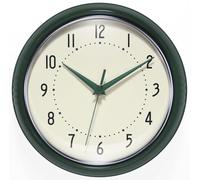 XJBTBA Round Wall Silent Sweep Clock, Quartz Movement, Dining Decoration, 9.5 Inch Suitable for Kitchen, Living Room or Office(Hunter Green)