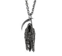 XJBTBA Santa Muerte Necklace,Skull Necklace Men,Metal Sickle Death God Pendant,Gothic Grim Reaper Scythe Skull Necklace,The Reapers Pendant Set,Punk for Boyfriend Male Jewelry Creativity Gift,