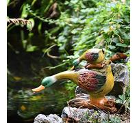 XJBTBA Sculptures Statues Collectible Figurines Figurine Animal Statue Two Ducks Stretching Their Necks Eager To Drink Water Ornaments Sculpture Outdoor Garden Landscap