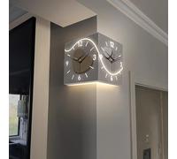 XJBTBA Sensor Luminous Corner Wall Clock, New Double Sided Corner Wall Clock With Numeral Scale Acrylic Design For Bedroom And Living Room