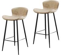 XJBTBA Set of 2 High Bar Stools Faux Leather bar-stool with Back and Legs Ideal for Counters Home bar-s Kitchen(Beige,65cm/25.6in)