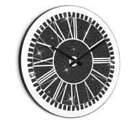 XJBTBA Shiny Crystal Diamond Mirror Round Battery Operated Frameless Wall Clock Home Office Suitable for Kitchen, Living Room or Office(Black,20 in)
