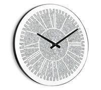 XJBTBA Shiny Crystal Diamond Mirror Round Battery Operated Frameless Wall Clock Home Office Suitable for Kitchen, Living Room or Office(Colored,16 in)