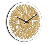 XJBTBA Shiny Crystal Diamond Mirror Round Battery Operated Frameless Wall Clock Home Office Suitable for Kitchen, Living Room or Office(Gold,20 in)
