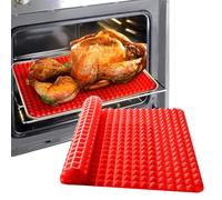 XJBTBA Silicone Pyramid Baking Cooking Mat Diamond Chef Tray Oven Non-Stick Value Pack Red, Reducing Healthy Heat-Resistant for Grilling BBQ 15.1 X 10.6Inch