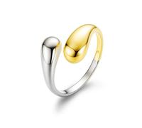 XJBTBA Silver Gold Plated Chunky Open Rings for Women - Adjustable Dome Teardrop Statement Rings, Stackable Vintage Band Jewellery Gift for Her