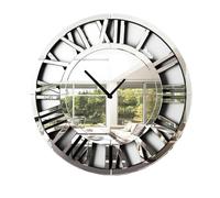 XJBTBA Silver Large Decorative Wall Battery Powered Acrylic Mirror Clock Decoration Suitable for Kitchen, Living Room or Office(24inches)