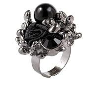 XJBTBA Silver Rings For Women Fashion Temperament Rose Flower Pearl Open Adjustable Ring Ladies Ring