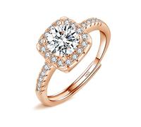 XJBTBA Silver Rings for Women Ladies, 925 Sterling Silver Love Promise Diamond Ring for Couples, Adjustable Romantic Wedding Engagement Square/Round/Heart Rings in 3 Colors