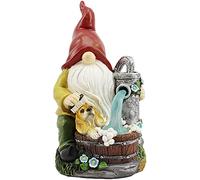 XJBTBA Solar Luminous Garden Sculpture American Country Elf Dwarf Gardening Courtyard Lawn Ornaments 16X14x27cm(Color:Red)