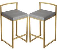 XJBTBA Square Counter Stool with Low Back Bar Perfect Decoration Breakfast(Grey,65cm)