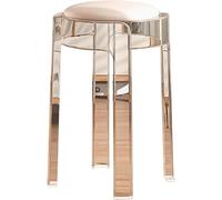 XJBTBA Stackable with Leather Seat,Transparent Acrylic Bar Stools, Armless Counter Chair,Sturdy(White)