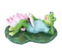 XJBTBA Statues and Sculptures Outdoor Garden Decoration Innovative Artificial Floating Leaf Frogs Ornament Fish Pond Fountain Landscape Decor Synthetic Resin