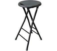 XJBTBA Steel Frame Folding Bar Stool with Handle Compact Round High Chair for Kitchen White | Seat Height(Black,Seat Height 60cm/23.6in)