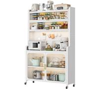 XJBTBA Storage Cabinet 6 Tier Free Standing Microwave Stand Metal Shelves, Kitchen Cabinet Storage, Kitchen Bakers Rack with Storage Cabinet (Size : 99x37x192cm/38.8x14.4x75.6in) ()