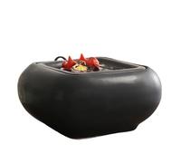 XJBTBA Tabletop Ceramic Desktop Fountain Goldfish Circulating Water Ornaments Serene Meditation Relaxation Indoor Waterfall(Black)