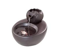 XJBTBA Tabletop Ceramic Fountain Running Ornaments Home Decoration Circulating Water Transit Office Desktop Humidifier Indoor Waterfall(Black)