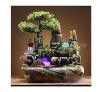 XJBTBA Tabletop Fountain Atomized Bonsai Rockery, Flowing Water Fountain Tabletop Small Ornaments, Crystal Gifts, Ceramic Landscape Ornaments Decor Fountains