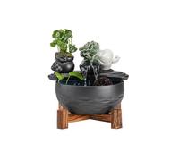 XJBTBA Tabletop Fountain Chinese Style Ceramic Cabbage Ornaments Desktop Feng Shui Rotation Water Circulation Fish Tank