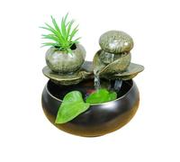 XJBTBA Tabletop Fountain Rustic Style Ceramic Cycle Water Fountain Desktop Small Ornaments Home Living Room TV Cabinet Decorative Furnishings Decor Fountains