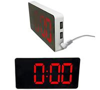 XJBTBA Thin Large Screen LED Display Alarm Loading of USB Phone Adjustable Brightness Snooze Table Wall Clock Portable,Green(Red)