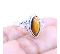 XJBTBA Tiger Eye Gemstone 925 Sterling Silver Elegant Stunning Statement Ring For Women Birthday Mother's Day Gift