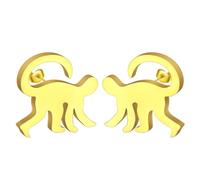XJBTBA Tiny Monkey Earring Stainless Steel Minimalist Laser Cut Monkey Stud Earrings for Women Men Jungle Animal Jewelry Gift